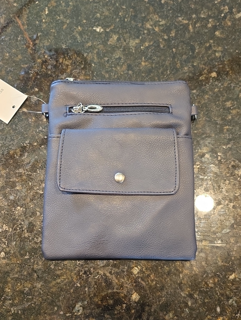 Women's Leather Crossbody Bag in Navy Blue